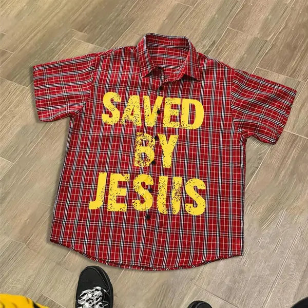 “Saved by Jesus” Red Flannel Shirt